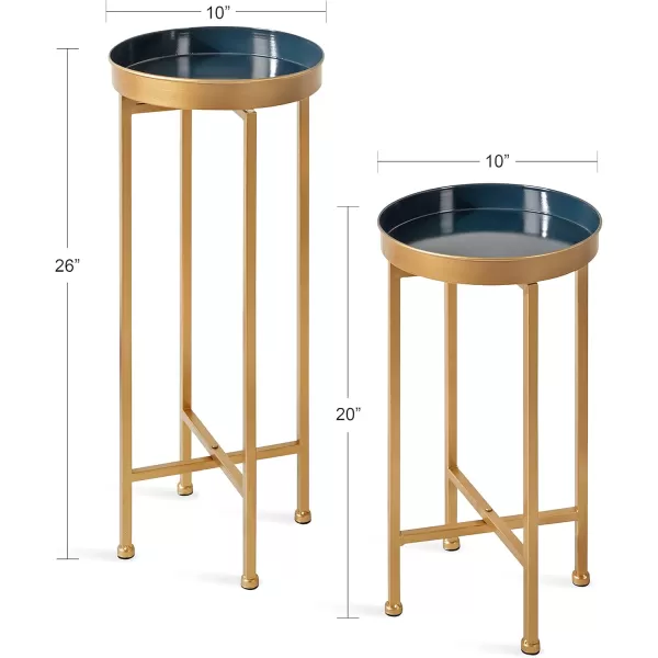 Kate and Laurel Celia Modern Side Table Set of 2 Navy Blue and Gold Sophisticated End Tables for Storage and DisplayNavy BlueGold