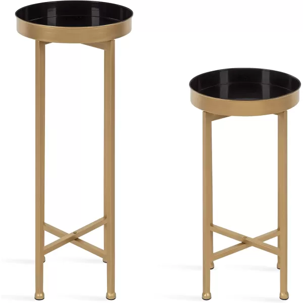 Kate and Laurel Celia Side Tables Set of 2 Gold and White Decorative Modern Glam End TableBlackGold