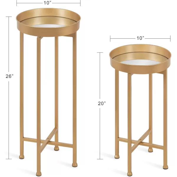 Kate and Laurel Celia Side Tables Set of 2 Gold and White Decorative Modern Glam End TableGold