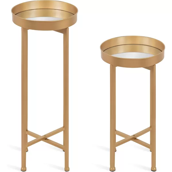 Kate and Laurel Celia Side Tables Set of 2 Gold and White Decorative Modern Glam End TableGold