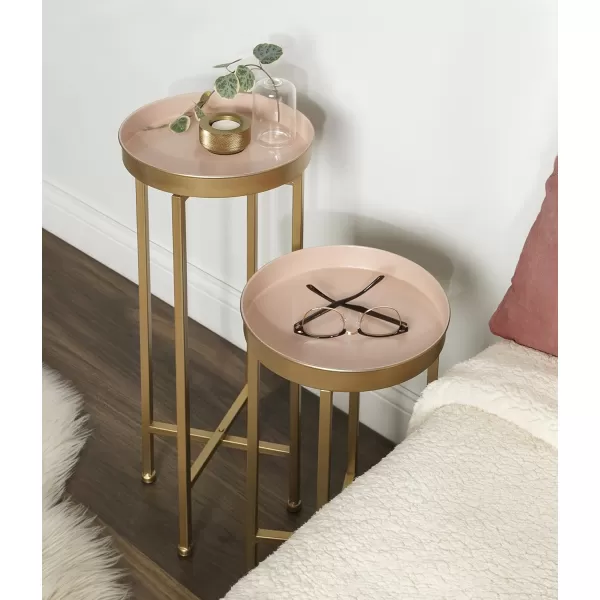 Kate and Laurel Celia Side Tables Set of 2 Gold and White Decorative Modern Glam End TablePinkGold