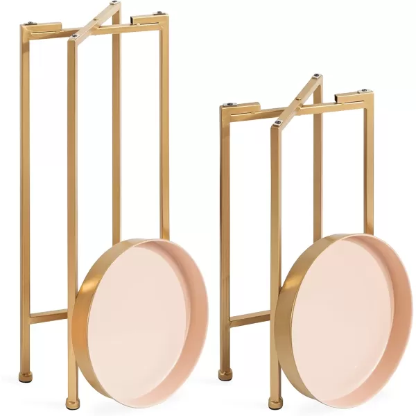 Kate and Laurel Celia Side Tables Set of 2 Gold and White Decorative Modern Glam End TablePinkGold