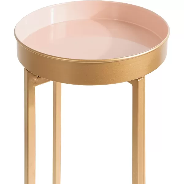 Kate and Laurel Celia Side Tables Set of 2 Gold and White Decorative Modern Glam End TablePinkGold