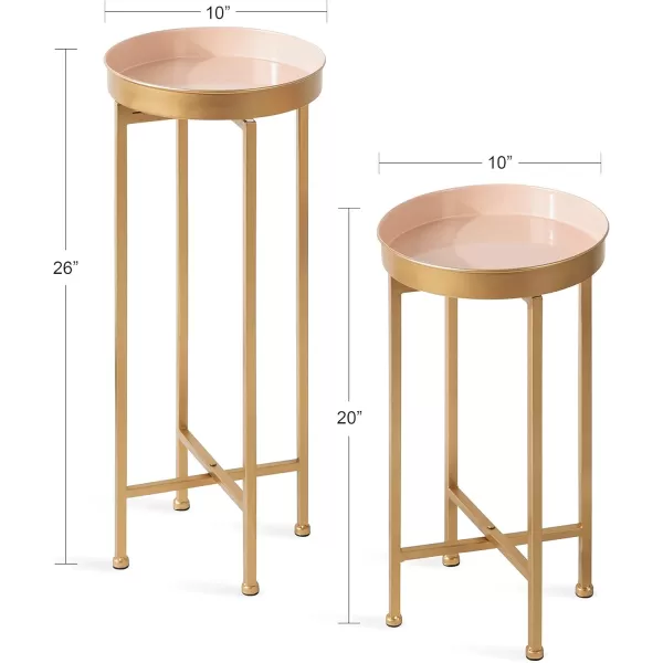 Kate and Laurel Celia Side Tables Set of 2 Gold and White Decorative Modern Glam End TablePinkGold