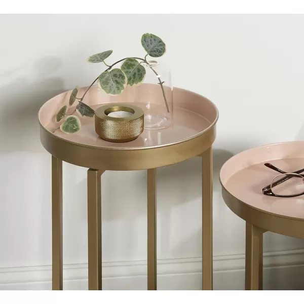 Kate and Laurel Celia Side Tables Set of 2 Gold and White Decorative Modern Glam End TablePinkGold