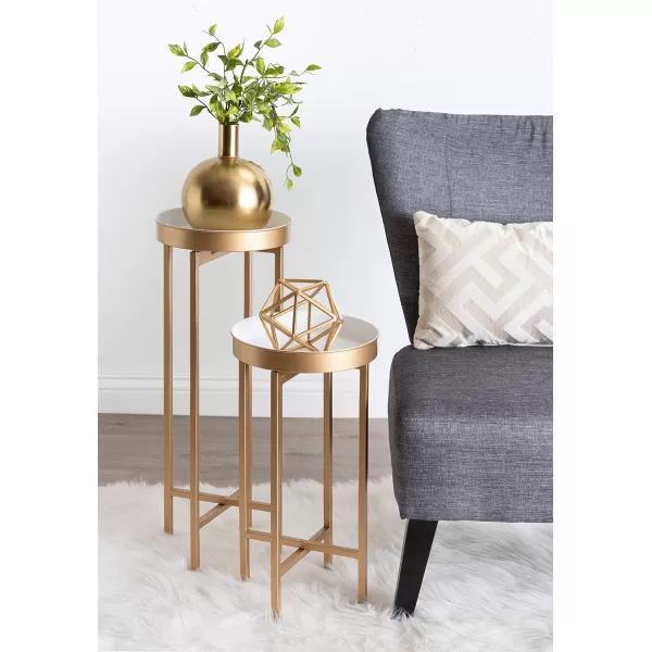 Kate and Laurel Celia Side Tables Set of 2 Gold and White Decorative Modern Glam End TableWhiteGold