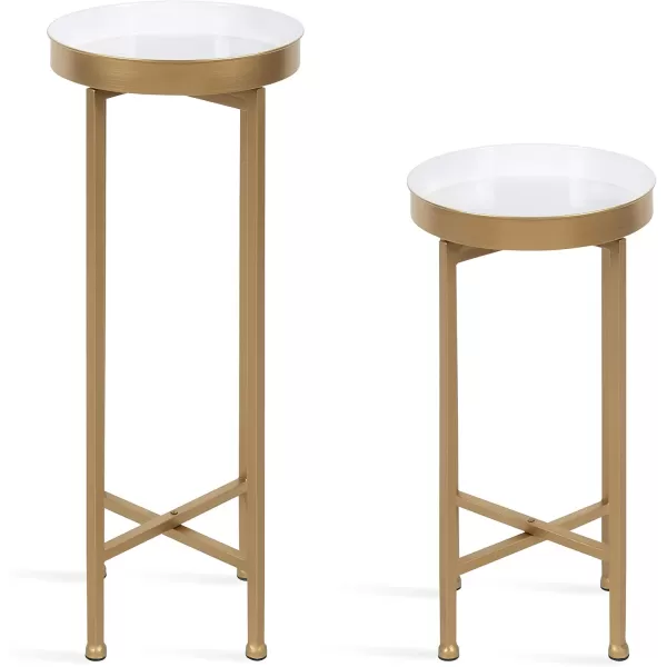 Kate and Laurel Celia Side Tables Set of 2 Gold and White Decorative Modern Glam End TableWhiteGold