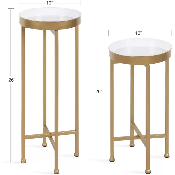 Kate and Laurel Celia Side Tables Set of 2 Gold and White Decorative Modern Glam End TableWhiteGold