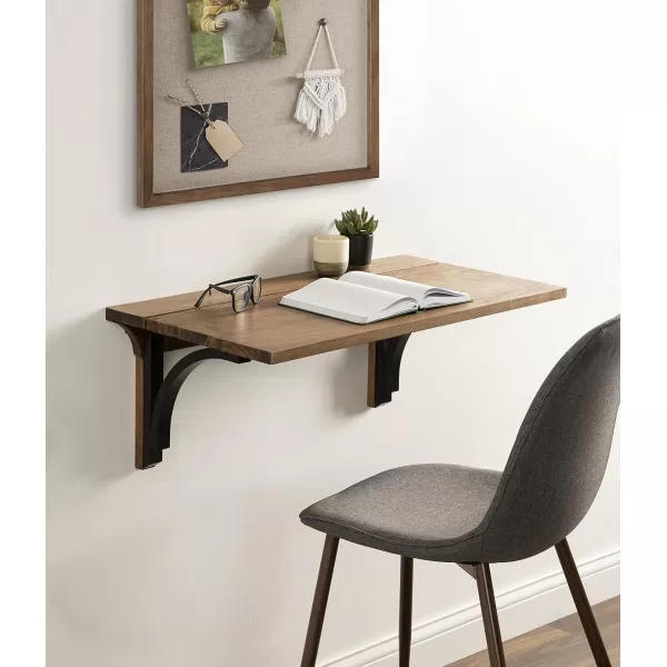 Kate and Laurel Corblynd Wood Wall Mounted Desk 30x16x16 WhiteGoldRustic BrownBlack