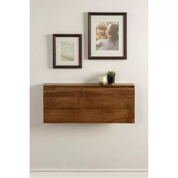 Kate and Laurel Corblynd Wood Wall Mounted Desk 30x16x16 WhiteGoldRustic BrownBlack