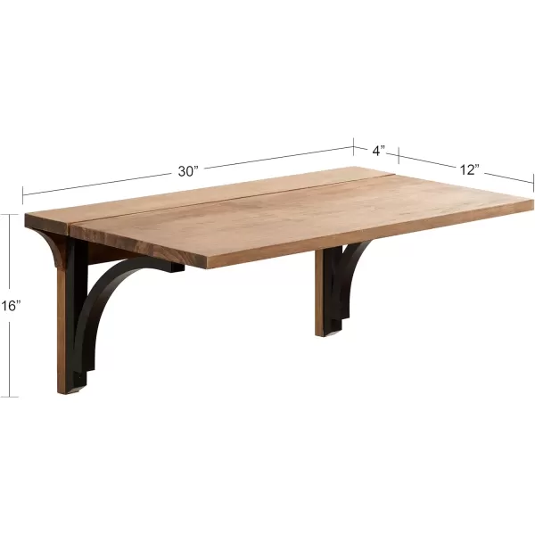 Kate and Laurel Corblynd Wood Wall Mounted Desk 30x16x16 WhiteGoldRustic BrownBlack