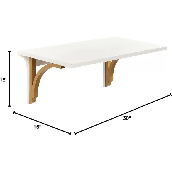 Kate and Laurel Corblynd Wood Wall Mounted Desk 30x16x16 WhiteGoldWhiteGold