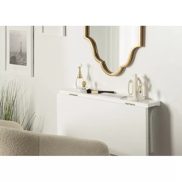 Kate and Laurel Corblynd Wood Wall Mounted Desk 30x16x16 WhiteGoldWhiteGold