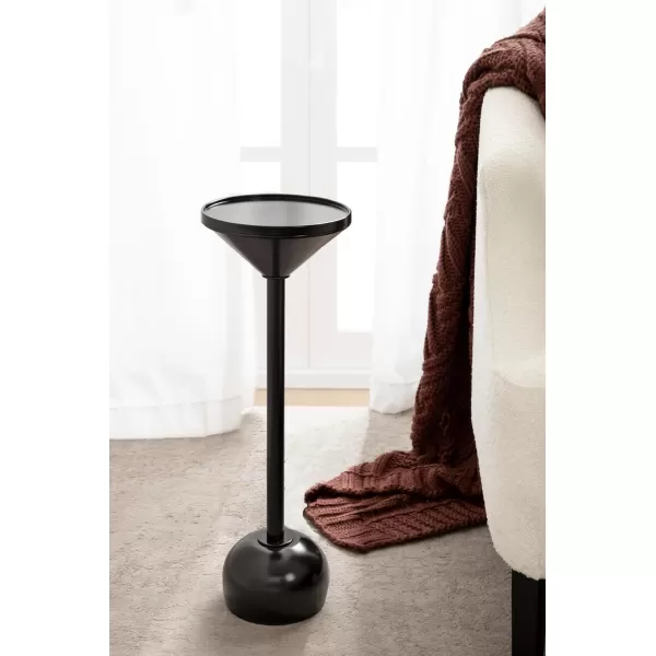 Kate and Laurel Frisk Modern Decorative Round Martini Use as Indoor Plant Stand or Outdoor Patio Accent Table 8x8x23 Black