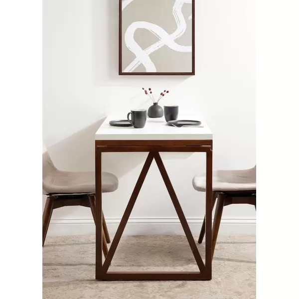 Kate and Laurel Kaya Modern WallMounted Folding Table 24 x 33 x 31 White and Walnut SpaceSaving Versatile Table with Folding Design for Dining Room or Home Office Decor