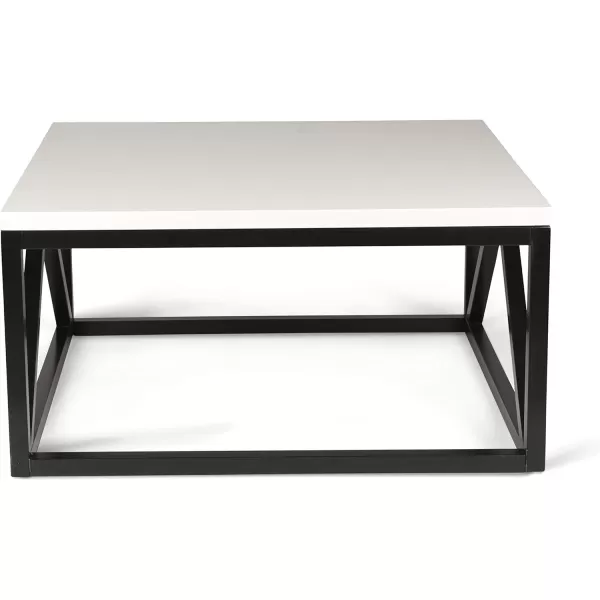 Kate and Laurel Kaya TwoToned Wood Square Coffee Table with White Top and Black BaseBlack