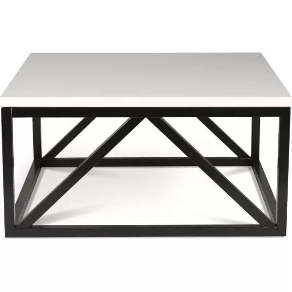 Kate and Laurel Kaya TwoToned Wood Square Coffee Table with White Top and Black BaseBlack