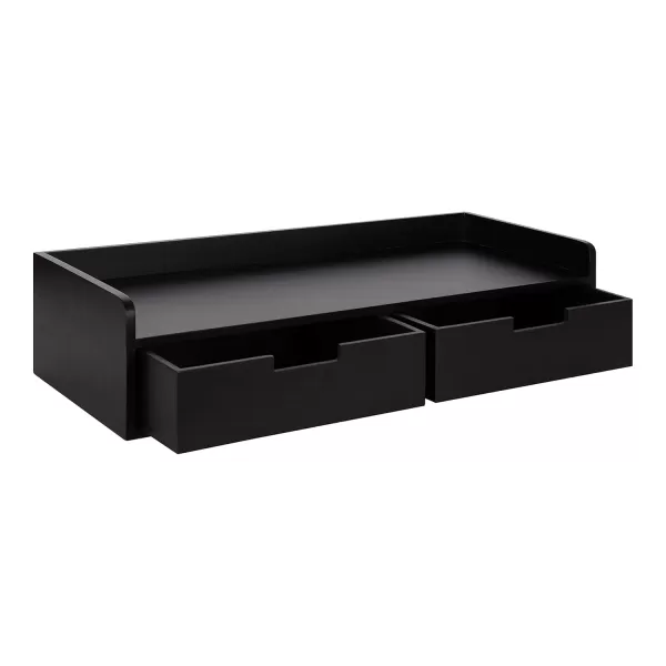 Kate and Laurel Kitt Modern Floating Shelf with Drawers 28 x 12 x 65 inches Black Chic Floating Storage Console Table or Desk for Wall