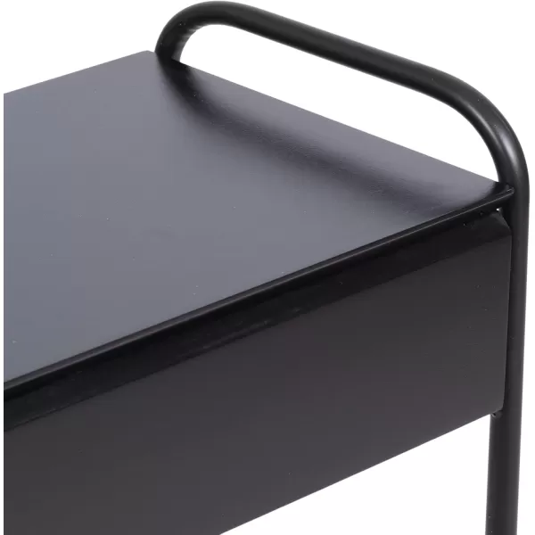 Kate and Laurel Kura Modern Glam Narrow Side Table with Bottom Wire Storage Rack and LIFTop Tabletop 19x9x26 Black