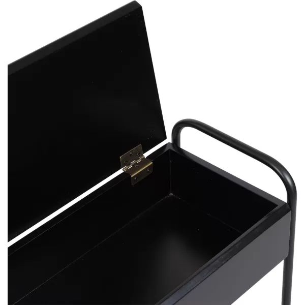 Kate and Laurel Kura Modern Glam Narrow Side Table with Bottom Wire Storage Rack and LIFTop Tabletop 19x9x26 Black