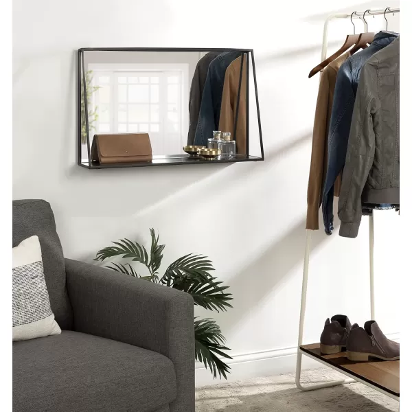 Kate and Laurel Lintz Modern Mirror with Storage Shelf 18quot x 24quot BlackBlack