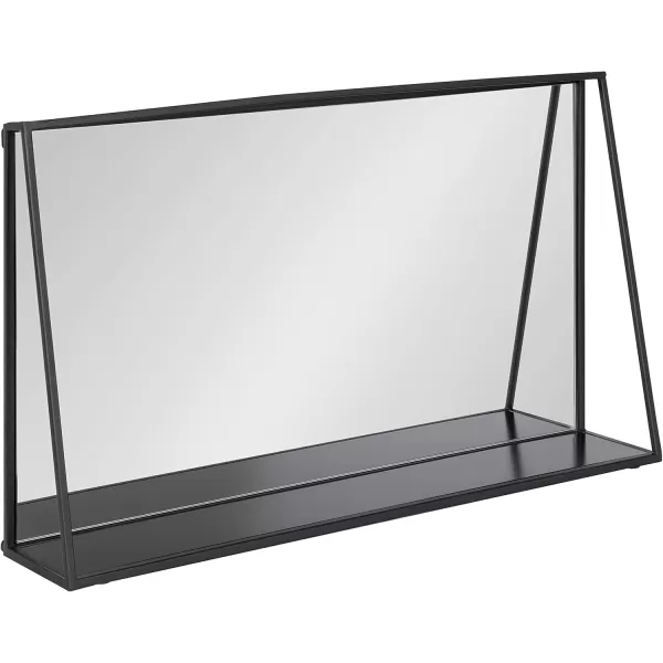 Kate and Laurel Lintz Modern Mirror with Storage Shelf 18quot x 24quot BlackBlack