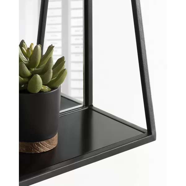 Kate and Laurel Lintz Modern Mirror with Storage Shelf 18quot x 24quot BlackBlack