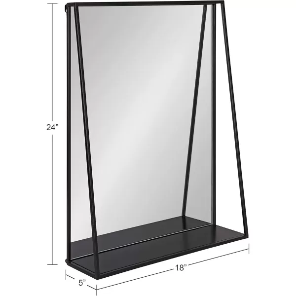 Kate and Laurel Lintz Modern Mirror with Storage Shelf 18quot x 24quot BlackBlack