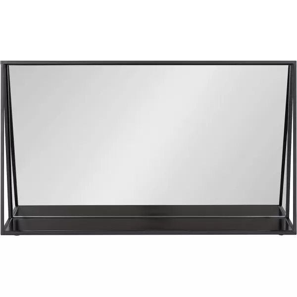 Kate and Laurel Lintz Modern Mirror with Storage Shelf 18quot x 24quot BlackBlack