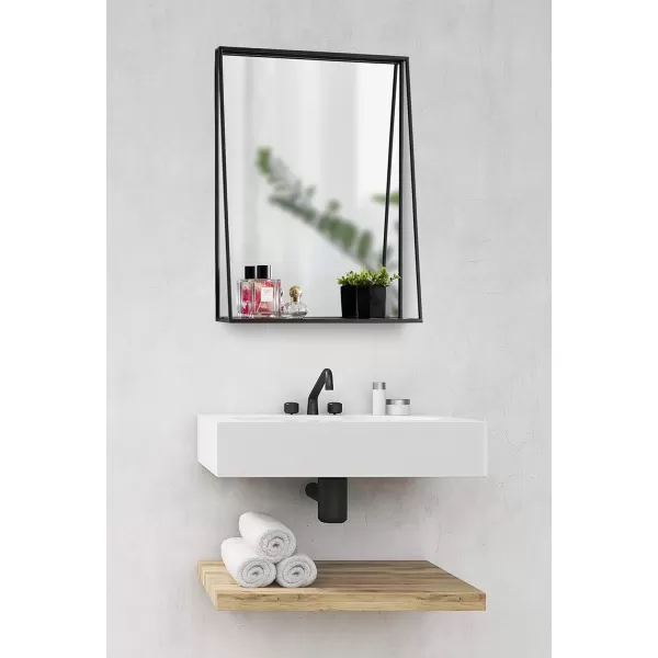 Kate and Laurel Lintz Modern Mirror with Storage Shelf 18quot x 24quot BlackBlack