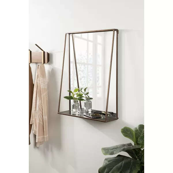 Kate and Laurel Lintz Modern Mirror with Storage Shelf 18quot x 24quot BlackBronze