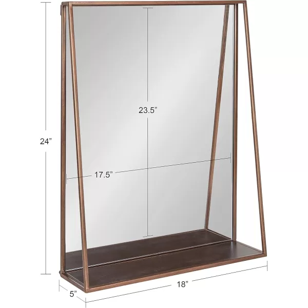 Kate and Laurel Lintz Modern Mirror with Storage Shelf 18quot x 24quot BlackBronze