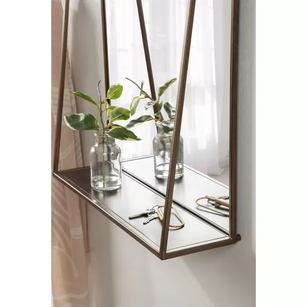 Kate and Laurel Lintz Modern Mirror with Storage Shelf 18quot x 24quot BlackBronze