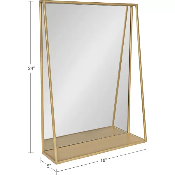 Kate and Laurel Lintz Modern Mirror with Storage Shelf 18quot x 24quot BlackGold