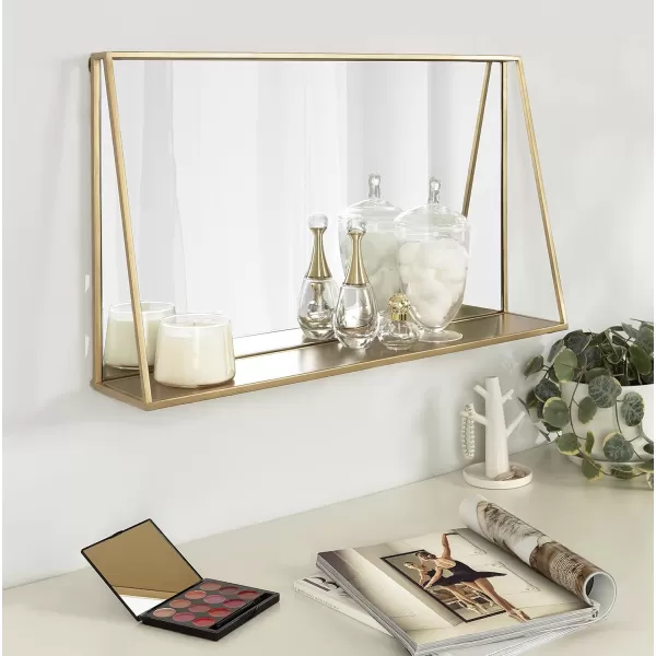 Kate and Laurel Lintz Modern Mirror with Storage Shelf 18quot x 24quot BlackGold