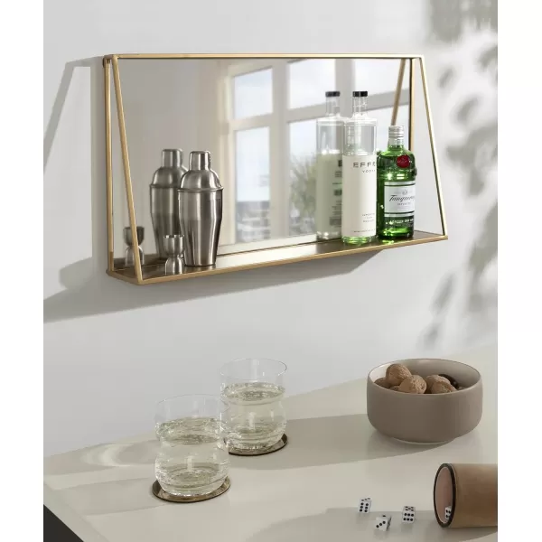 Kate and Laurel Lintz Modern Mirror with Storage Shelf 18quot x 24quot BlackGold