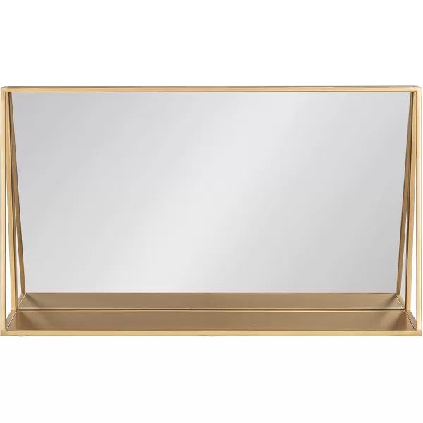 Kate and Laurel Lintz Modern Mirror with Storage Shelf 18quot x 24quot BlackGold