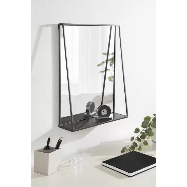 Kate and Laurel Lintz Modern Mirror with Storage Shelf 18quot x 24quot BlackGrey