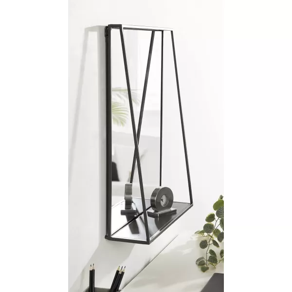 Kate and Laurel Lintz Modern Mirror with Storage Shelf 18quot x 24quot BlackGrey