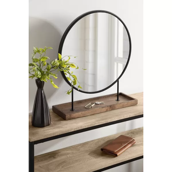 Kate and Laurel Maxfield Modern Tabletop Mirror 18 x 22 Gold and White Decorative Accent Mirror with Iron BaseBlackNatural