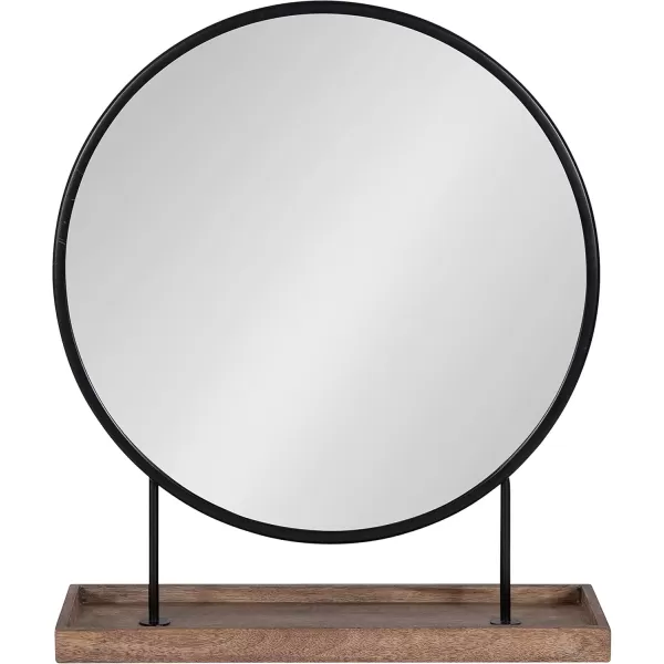 Kate and Laurel Maxfield Modern Tabletop Mirror 18 x 22 Gold and White Decorative Accent Mirror with Iron BaseBlackNatural