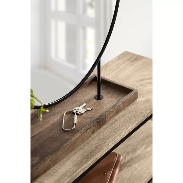 Kate and Laurel Maxfield Modern Tabletop Mirror 18 x 22 Gold and White Decorative Accent Mirror with Iron BaseBlackNatural