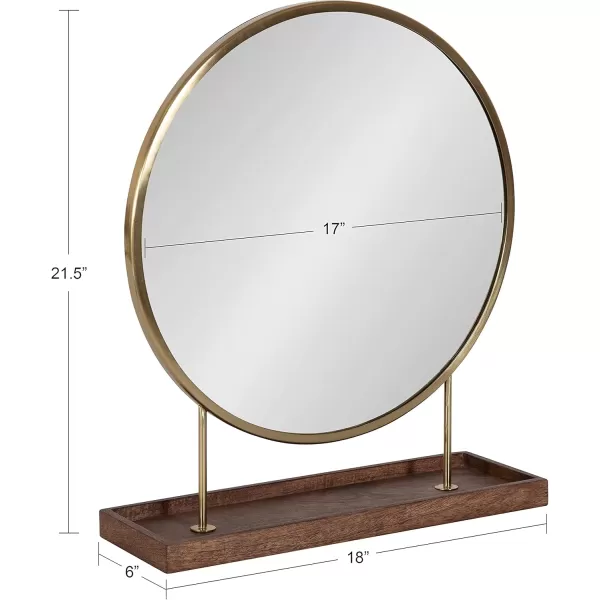 Kate and Laurel Maxfield Modern Tabletop Mirror 18 x 22 Gold and White Decorative Accent Mirror with Iron BaseGoldWalnut Brown