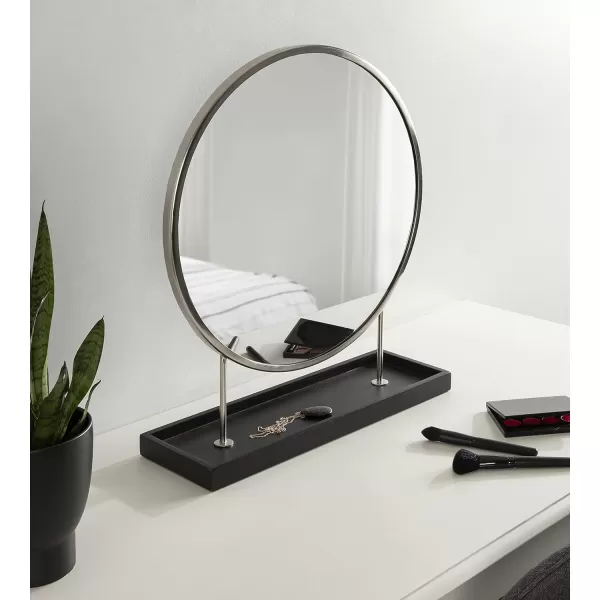 Kate and Laurel Maxfield Modern Tabletop Mirror 18 x 22 Gold and White Decorative Accent Mirror with Iron BaseSilverBlack