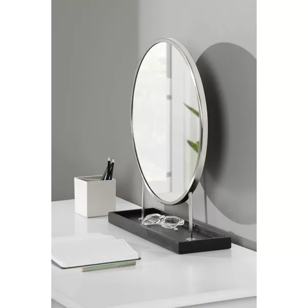 Kate and Laurel Maxfield Modern Tabletop Mirror 18 x 22 Gold and White Decorative Accent Mirror with Iron BaseSilverBlack