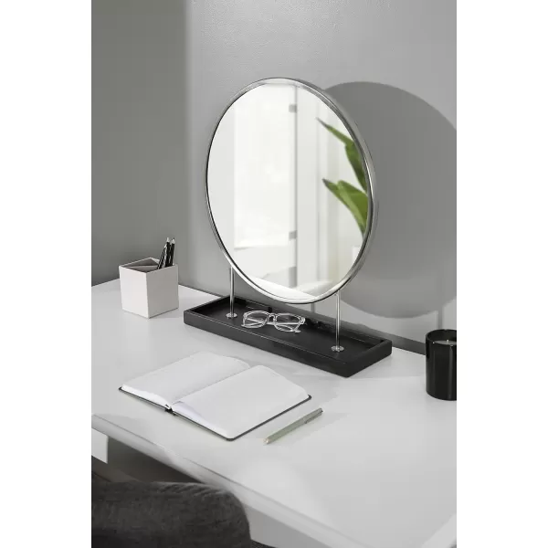 Kate and Laurel Maxfield Modern Tabletop Mirror 18 x 22 Gold and White Decorative Accent Mirror with Iron BaseSilverBlack