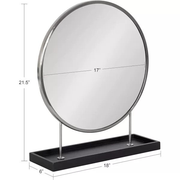 Kate and Laurel Maxfield Modern Tabletop Mirror 18 x 22 Gold and White Decorative Accent Mirror with Iron BaseSilverBlack