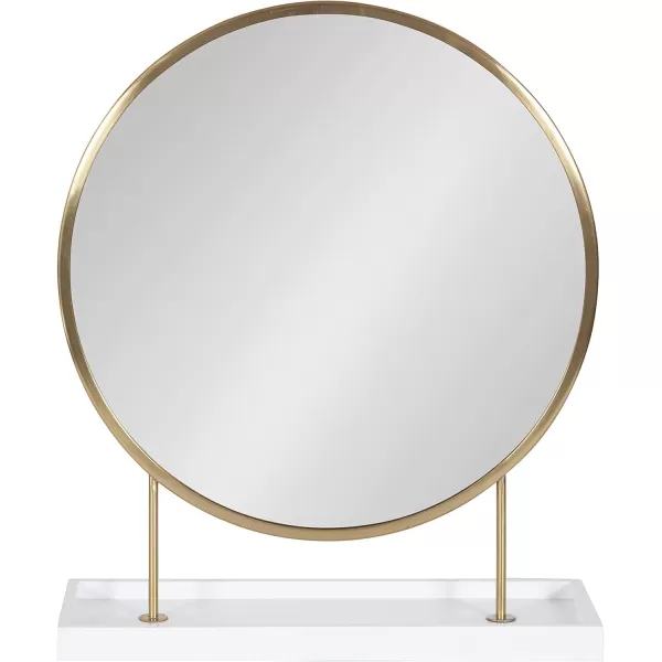 Kate and Laurel Maxfield Modern Tabletop Mirror 18 x 22 Gold and White Decorative Accent Mirror with Iron BaseWhiteGold