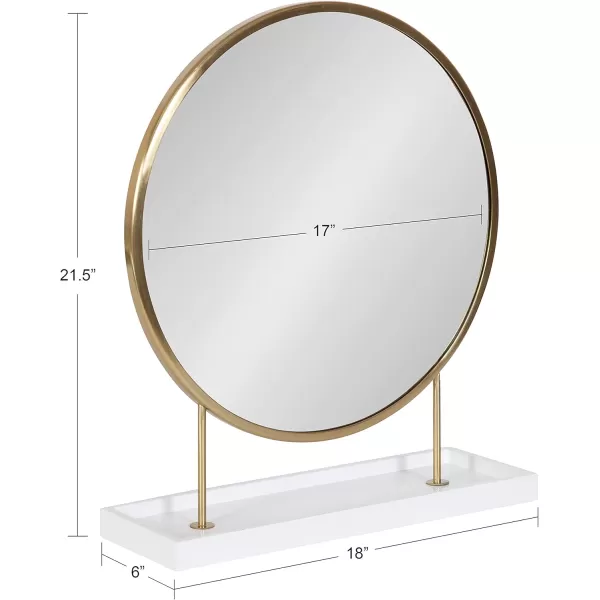 Kate and Laurel Maxfield Modern Tabletop Mirror 18 x 22 Gold and White Decorative Accent Mirror with Iron BaseWhiteGold