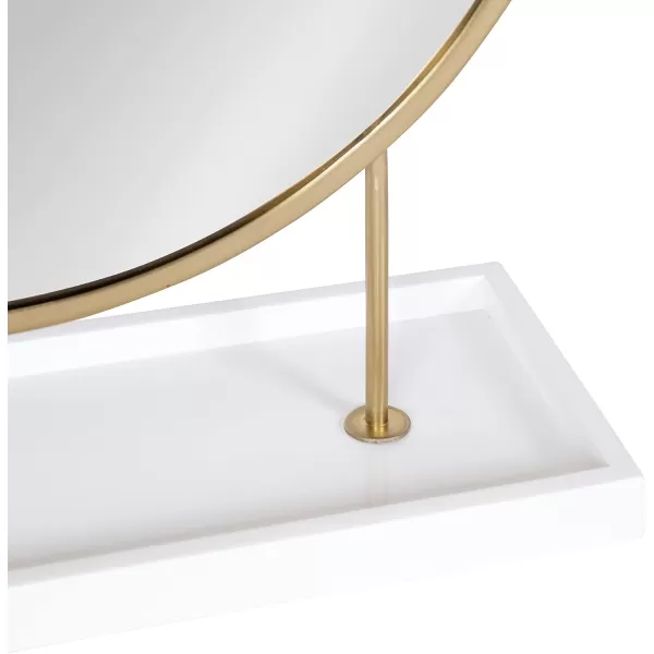 Kate and Laurel Maxfield Modern Tabletop Mirror 18 x 22 Gold and White Decorative Accent Mirror with Iron BaseWhiteGold